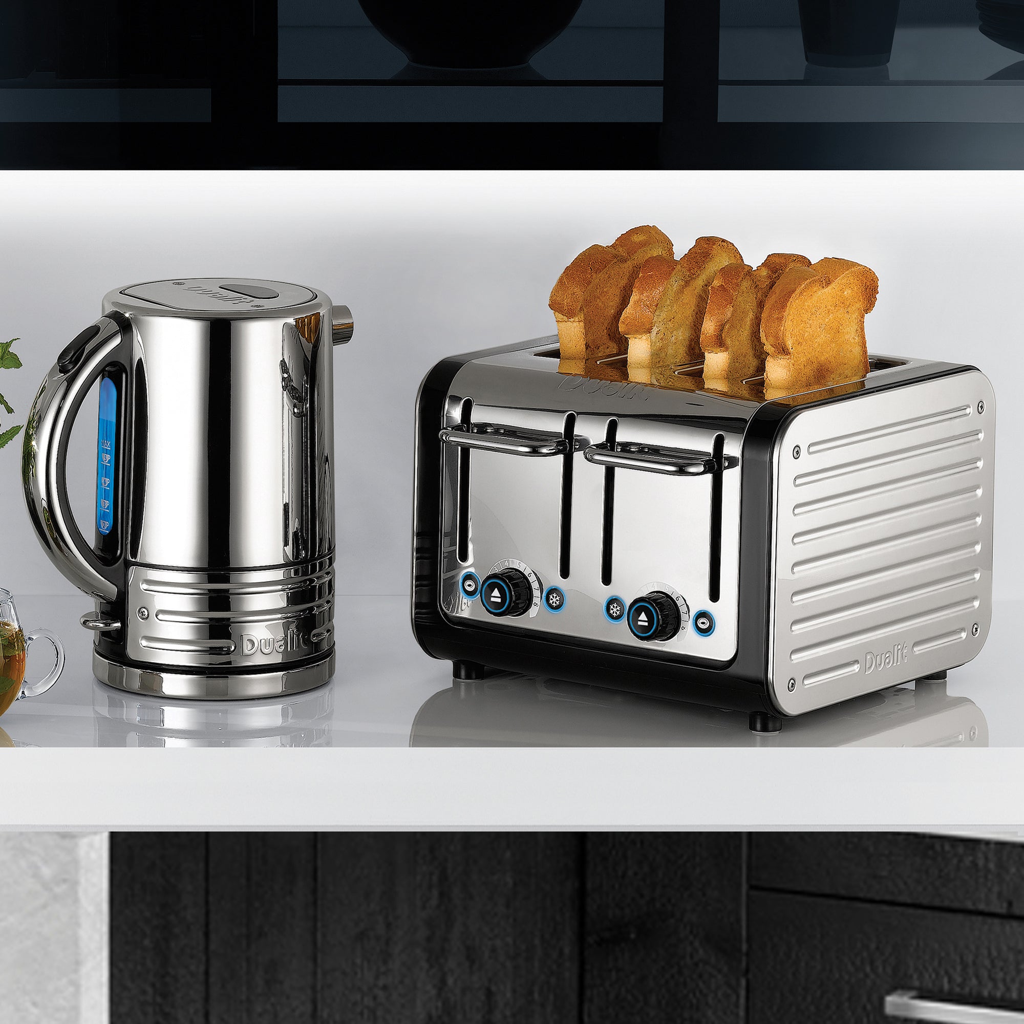 Stainless steel kettle shop and toaster set